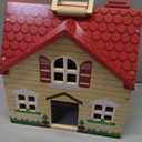 Foldable Wooden Dollhouse with 13PCS Furniture, 4 Rooms and 2 Flexible Dolls, Pretend Play Doll House Set with Portable Handle, Christmas Birthday Gift for Boys Girls Age 3+