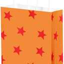 Oudain 5 Pcs Anime Theme Party Supplies Happy Birthday Paper Bags Candy Treat Goodie Gift Bags for Cartoon Animation Birthday Party Favors Decoration(Red Star Orange)