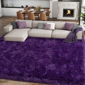 8x10 Large Area Rugs for Living Room, Ultra Soft Purple Big Shag Rug for Bedroom Nursery, Modern Fluffy Plush Carpet for Girls Boys Kids Room Dorm Home Decor, Upgrade Non-Slip