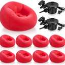Realspring 6 9 12 Pcs Inflatable Bean Bag Chairs for Adults with Electric Air Pump, Blow up Couch Folding Portable Inflatable Couch Lazy Sofa for Outdoor Movie Night Camping(Red,9 Pcs)
