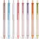 WRITECH Gel Ink Retractable Pens: Black Ink 0.7mm medium Fine Point Pen Set, Extra Smooth Tip No Bleed Smear Smudge Refillable Clickable Pens Bulk for Writing Journaling Multicolor 8ct