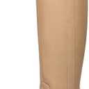 festooning Women's Knee High Boots Pointed Toe Inner Zipper Western Cowboy Boots Pull On Chunky Heel Wide Calf Tall Boots for Ladies (7.5, Beige)