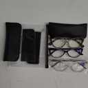 3 Pack Blue Light Blocking Glasses,Anti Eye Strain Retro Cat Eye Glasses for Women Half Metal Ladies