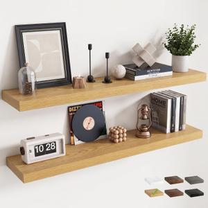 48 Inch Floating Shelves for Wall 2 Pack, 8"D Wood Grain Bathroom Shelves, 48"Wx8"Dx1.4"H, 2Pack