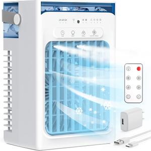 Portable Air Conditioners, Air Cooler Evaporative Personal Mini AC with Remoter, 4 Wind Speed, 2-4-6H Timer, 2 Modes, Colorful Night Light, Portable AC for Room, Car, Bedroom, Office, Outdoor