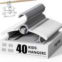 Baby Hangers 40 Pack, 11-14 Inch Non-Slip Grey Stackable Hangers, Extendable & Adjustable Kid Hanger for Nursery & Kids Wardrobe Organization, Toddler Hanger for Cloest Grey (Argent)
