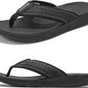 Flip Flop Thong Athletic Summer Sport Sandals with Arch Support Outdoor Summer Beach (8.5, Black)