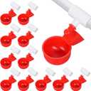 12Pack Large Chicken Feeder and Waterer Set, Automatic Chicken Water Cups with Tee, Poultry Feeder Watering Cups for Ducks,Chicks, Turkeys, Quail, Bunny, Bird(Red, White)