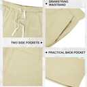 DOWMQ Men's Corduroy Shorts Casual Elastic Drawstring Lightweight Summer Beach Shorts with Pockets Khaki, XL