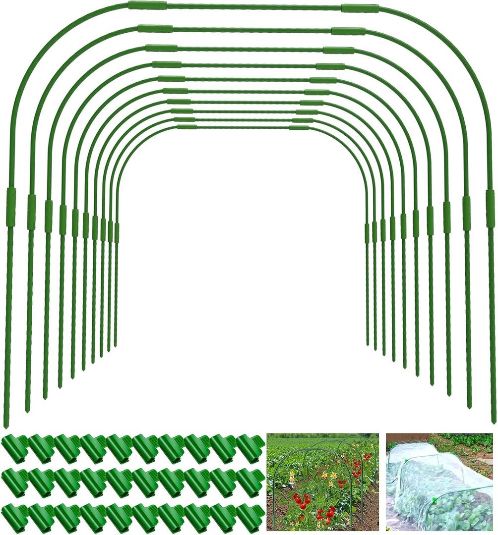 Garden Hoops for Raised beds, 10 Sets DIY Rust-Free Garden Tunnel 32.3"x 32.3" Greenhouse Hoops for Row Cover Garden Netting, Reuseable Plastic-Coated Steel Grow Tunnel Support Frame