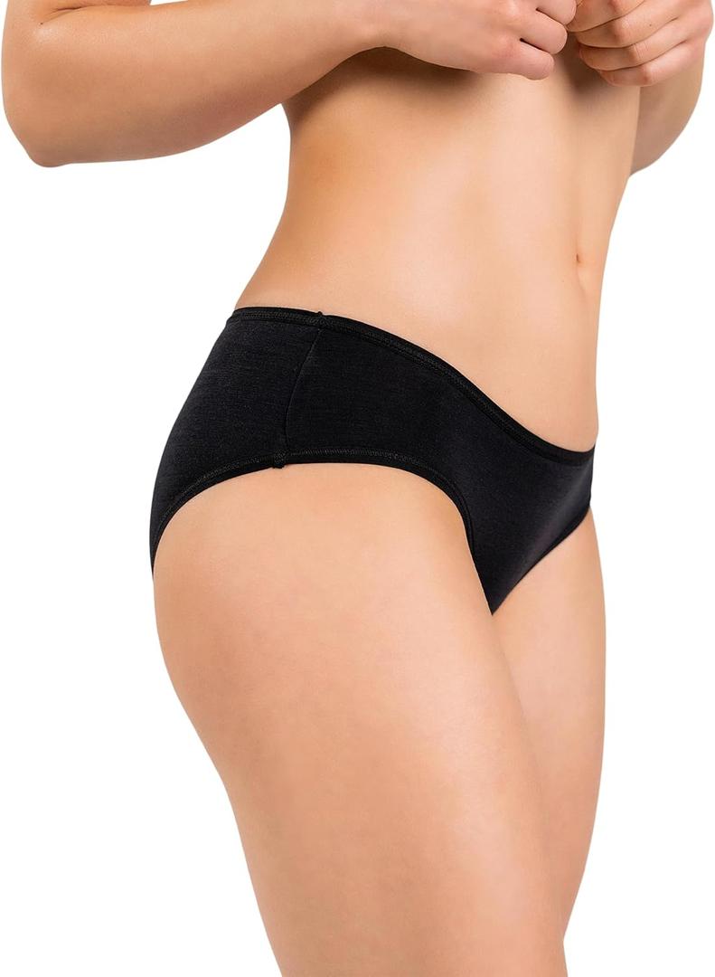 Women's Merino Hipster Brief By Woolly | RWS Certified | Soft, Breathable, Seattle Designed (Black)