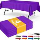 Purple Plastic Table Cloth - 4 Pack 54" × 108" Rectangle Disposable Tablecloths for 6FT Tables, Waterproof Table Cover for Party, Holiday & Gathering Use