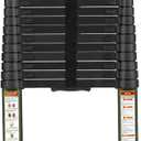 Telescopic Ladder, 20.34FT RIKADE Aluminum Telescoping Ladder with Stable Hook and Non-Slip Feet, Portable Extension Ladder for Household and Outdoor Working 330lb Capacity (Black)