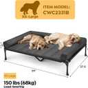 Veehoo Cooling Elevated Dog Bed Add Removable Waterproof Bolster Cushion Mat, Raised Pet Cot with Breathable Teslin Mesh, No-Slip Feet, Dog Sofa Bed for Indoor Outdoor, XXLarge, Black CWC2331B