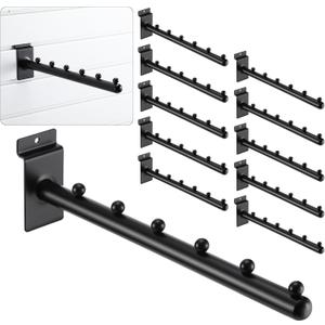 Coume 10 Pack 6 Ball Waterfall for Slatwall Panel, 12 Inch Round Tube Hanging Metal Slatwall Accessories Hooks and Hangers for Clothing Retail Garage Shop Display(Black)