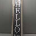 Interchangeable Welcome Sign for Front Porch Standing 45"X9" Large Tall Vertical Outdoor Decor Frame With 12 Pcs Designed Icons for Outside Door Decorations (Wood)