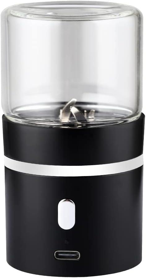 Electric Herb Grinder, USB-Rechargeable, 1.7oz Glass Herb Chamber - Ideal for Everyday Carry (Black2)