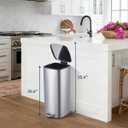 8 Gallon Trash Can, Stainless Steel Kitchen Garbage Can with Soft Close Lid and Removable Plastic Inner Bucket, Step On Metal Trash Bin, Square, Fingerprint Resistant, Silver