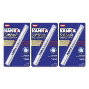 Kank-A Soft Brush Tooth Mouth Pain Gel Maximum Strength, White, 0.21 Oz, Pack of 3