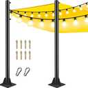 2025 Upgraded Sun Shade Sail Pole 9Ft Outdoor Sunshade Sail Post Support Awning Canopy Heavy Duty Metal Pole Kit for Outside Patio Garden Deck Playground Backyard
