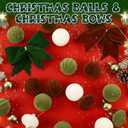 Syhood 60 Pcs Neutral Velvet Christmas Ornaments 30 Flocked Hanging Ball Ornament for Christmas Tree 30 Velvet Bow Green Brown Cream Shatterproof Ball Decoration Assortment Xmas Tree Winter Party