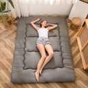 MAXYOYO Japanese Floor Mattress Futon Mattress, Thicken Tatami Mat Sleeping Pad Foldable Roll Up Mat for Boys Girls Dormitory Kids Floor Couch, Charcoal Grey, Twin