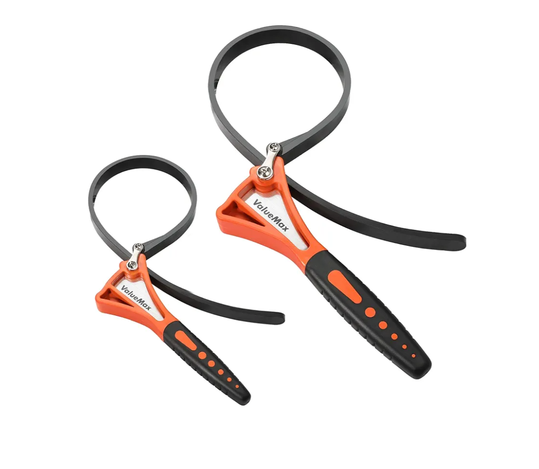 ValueMax 2-piece Strap Wrench Set, Adjustable Oil Filter Wrench with Max Diameter 4" (Small) and 6"(Large) for Shower Head Water Filter, Jar Opener Set