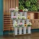 Notakia 8 Pcs 12 Inch Large Galvanized Metal Vases Farmhouse French Flower Bucket Vases for Cut Flowers for Home Decor and Wedding Table Centerpiece Decorations (Large Silver)