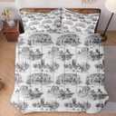 Full Size Comforter Set with 2 Pillowcase, American Desert Cowboy Soft 3 Pcs Bedding for Kids and Adults, Vintage Horse Mountain Western Comforter Set for Room Bedroom Bed Decor