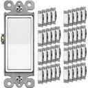 BESTTEN 40 Pack Single-Pole Light Switch, 15A 120/277V, Paddle Wall Switch, On/Off Rocker Interrupter, UL Listed, White