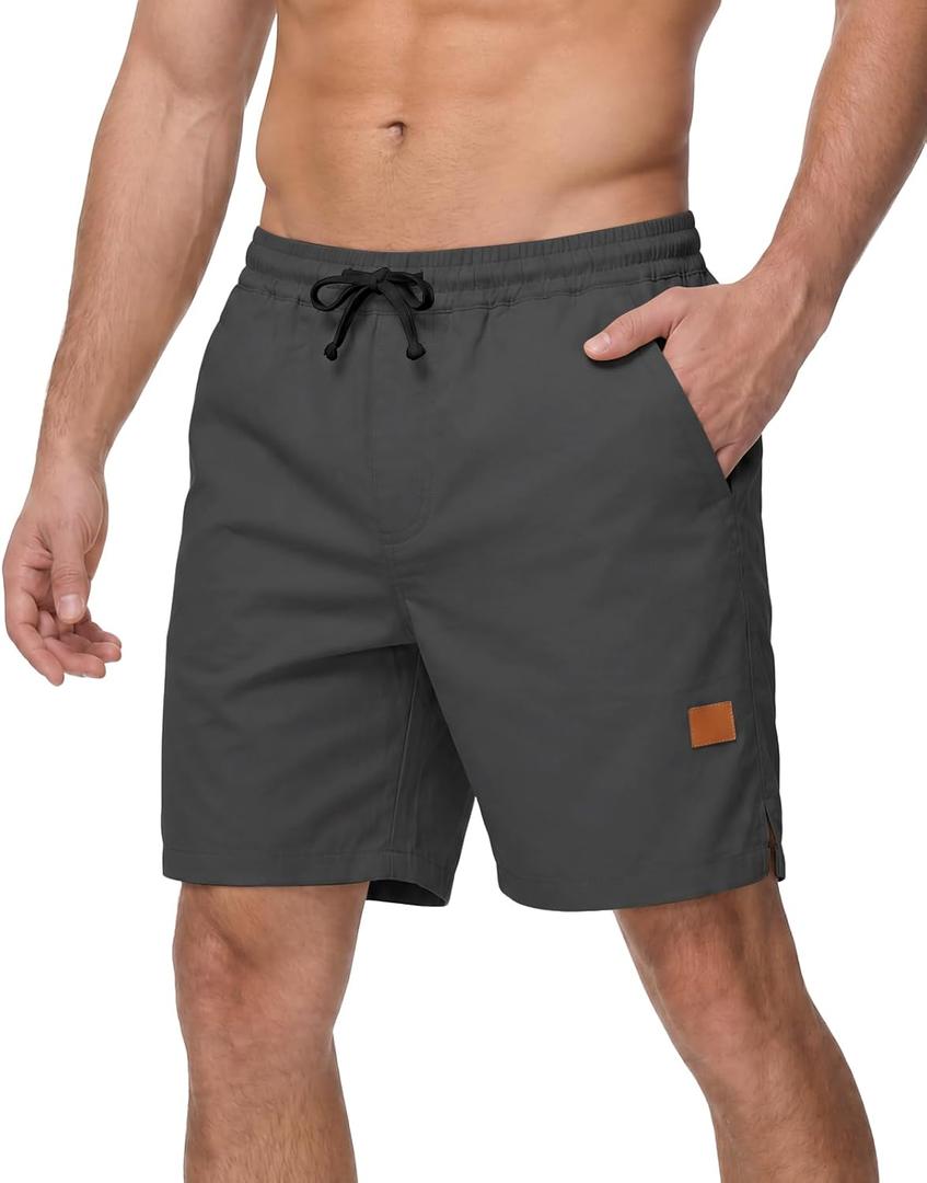 BUXKR Men's Lightweight Athletic Shorts Loose Fit Workout Shorts with Pockets for Gym Training and Sports, Quick-Dry Summer (Gray, M)