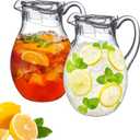Amazing Abby - Bubbly - 2-Pack Acrylic Pitcher (72 oz), Clear Plastic Water Pitcher with Lid, Fridge Jug, BPA-Free, Shatter-Proof, Great for Iced Tea, Sangria, Lemonade, Juice, Milk, and More