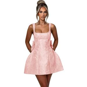 TEARMEILY Short Satin Prom Dresses 2025 Blush Pink A Line Cocktail Mini Dress Corset Sweet 16 Bow Dress US6