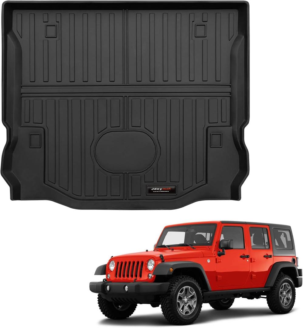 All Weather TPE Trunk Liner Compatible for 2007-2018 Jeep Wrangler JK Cargo Mats Accessories (for Jeep Wrangler JK Cargo Mats)