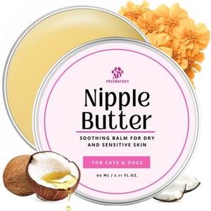 Nipple Soothing Balm for Nursing Dogs & Cats  Lick-Safe, Lanolin-Free, All-Natural Nipple Butter  Soothes Chapped & Cracked Skin  Coconut Oil, Shea Butter, Vitamin E, 2.11 oz