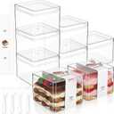 Blushtier 25 Pack Dessert Cups with Lids and Sporks Stickers, Clear Reusable Tiramisu Containers Parfait Cups for Cookie, Macaron, Pudding, Mousse, Fruit (3.35 x 3.35 x 2.56 Inch,Square)