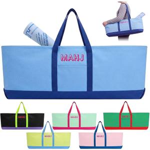 Sunnymove Mahjong Bag for Tiles and Racks Empty American Mahjong Tiles Carrying Tote 31.5 x 12 x 4 Inches Canvas Tile Games Accessories Gifts for Card Pushers Rack Mat Carrying, Case Only(Dark Blue)