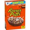 REESES PUFFS Chocolatey Peanut Butter Cereal, Kid Breakfast Cereal, Giant Size, 29 oz