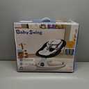 Electric Baby Swings for Infants to Toddler Baby Swing with 5-Speed 3-Seat Positions 5-Point Carabiner,with Bluetooth Music 10-Preset Melodies (Black White)