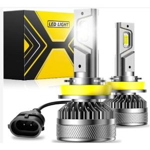 2 x H11/H8/H9 Bulbs Super Bright,6500K Cool White H8 Light Bulbs, 50000+Hours H11 Powersport Bulb with Cooling Fan, Pack of 2