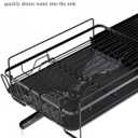 Kitsure Large Dish Drying Rack - Extendable Dish Rack, Multifunctional Dish Rack for Kitchen Counter, Anti-Rust Dish Drainers with Cutlery & Cup Holders 19.2"-26.7" L x 12.9" W, Black