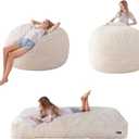 MAXYOYO Giant Bean Bag Chair Bed for Adults, Convertible Beanbag Folds from Lazy Chair to Floor Mattress Bed, Large Floor Sofa Couch, Big Sofa Bed, High-Density Foam Filling, Machine Washable, Twin