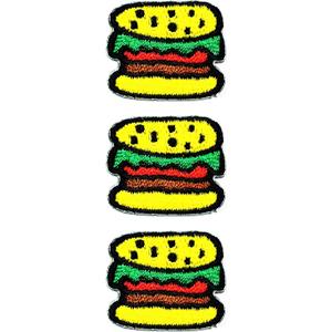 Set 3 Pcs Mini Small Hamburger Vegetable Cartoon Patch Stickers Embroidered Iron on Applique Patches Logo T-Shirt Polo Shoes Caps Decoration DIY or Souvenir Gift Birthday for Kids (04)