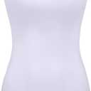 SATINIOR Women Cami Camisole Adjustable Spaghetti Strap Tank Top Basic Layering Long Tanks (Large, White)