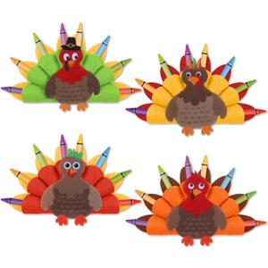 4 Pcs Thanksgiving Turkey Crayon Holder Felt Pencil Holder Turkey Desk Organizer for kids School Home Office Stationary Supplies