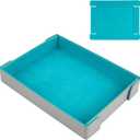 PU Leather Dice Tray Magnetic Folding Dice Rolling Mat with Felt Lining for Dice Games Portable Tabletop Board Games Tray, Grey and Blue