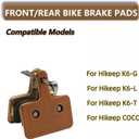 2PCS Sintered E-Bike Brake Pads for Hikeep K6 V1(K6-G/K6-L/K6-T) and Hikeep Coco, Rear Front Disc Brake Pads, Electric Dirt Bike Accessories Replacement Parts for Hikeep
