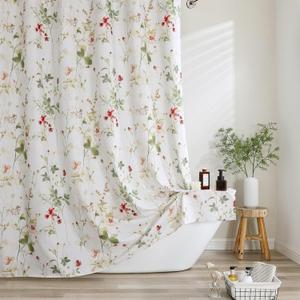 OVZME Boho Floral Shower Curtain 78 Inches Long, Watercolor Leaves Flower Bathroom Decor, Modern Farmhouse Country Waterproof Polyester Fabric Shower Curtain for Bathroom Hotel, 72Wx78L Inches