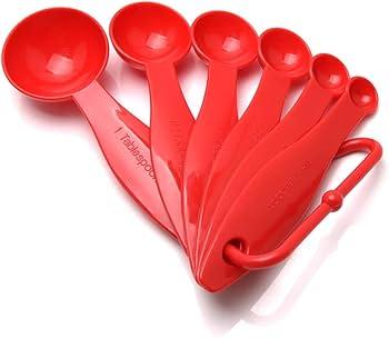 Orbit 6 Piece Measuring Spoons. Red