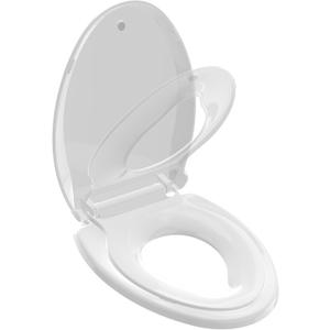 Potty Training Seat Built-in Toilet Seat, Elongated Toilet Seat 16.5inch with Baby Seat 2 in 1 Soft Close Quiet No Slapping, Magnetic Absorption, Easy Installation for Bottom Fixing Toilet (White)